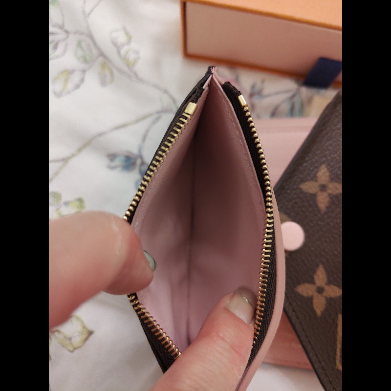 LOUIS VUITTON老花 三折短夾內皮革粉紅色(二手)-10