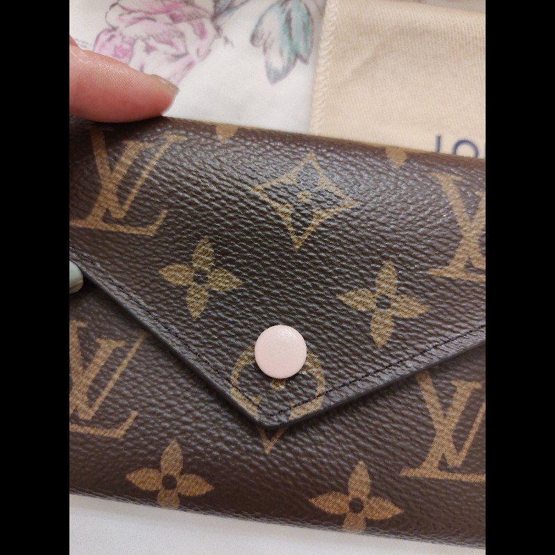 LOUIS VUITTON老花 三折短夾內皮革粉紅色(二手)-13