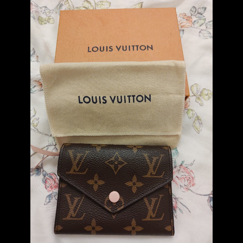 LOUIS VUITTON老花 三折短夾內皮革粉紅色(二手)-14