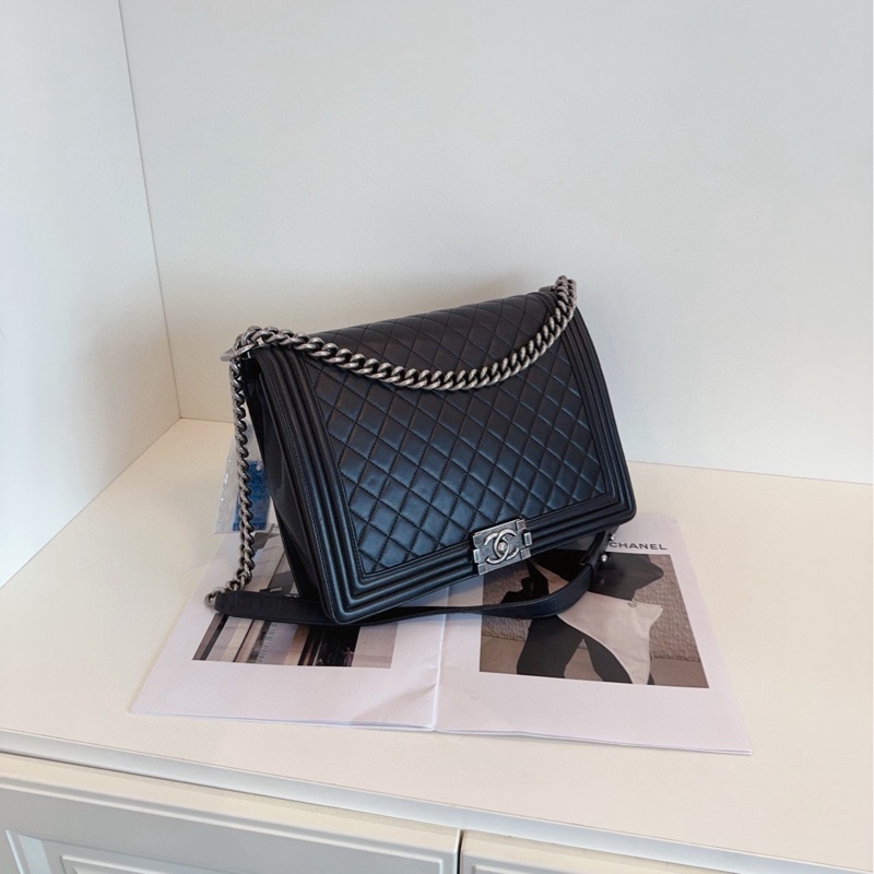 【97新🆕】Chanel 黑銀菱格Leboy XXL 大號 單肩包-2