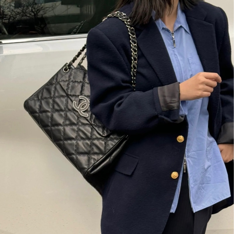 ✨Chanel 黑銀機場包 郵差包 精美雙線外縫 98🆕-1