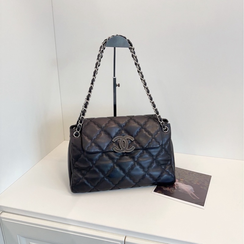 ✨Chanel 黑銀機場包 郵差包 精美雙線外縫 98🆕-3