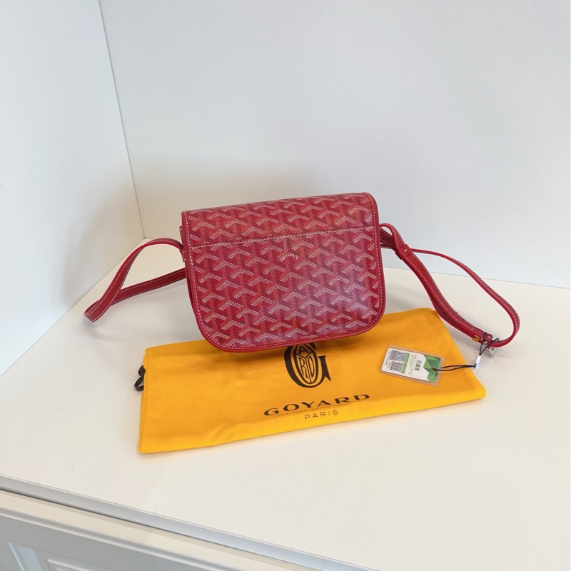【98新🆕】Goyard紅色老花經典雙扣劍橋翻蓋郵差包 小號 斜挎包-1