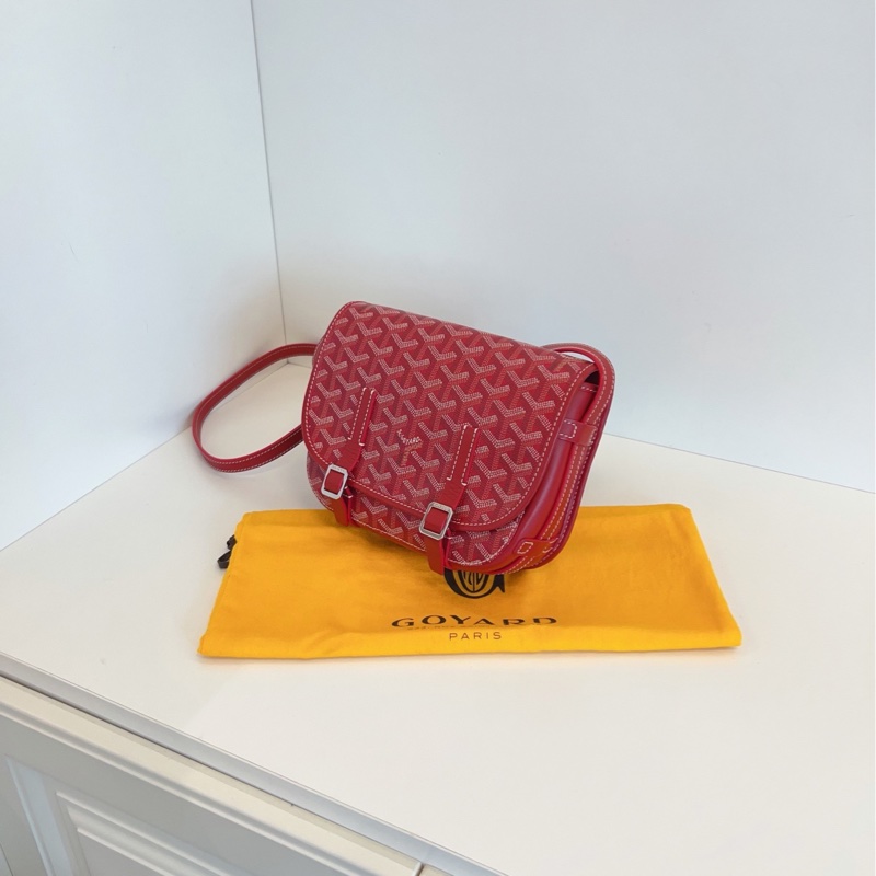 【98新🆕】Goyard紅色老花經典雙扣劍橋翻蓋郵差包 小號 斜挎包-2