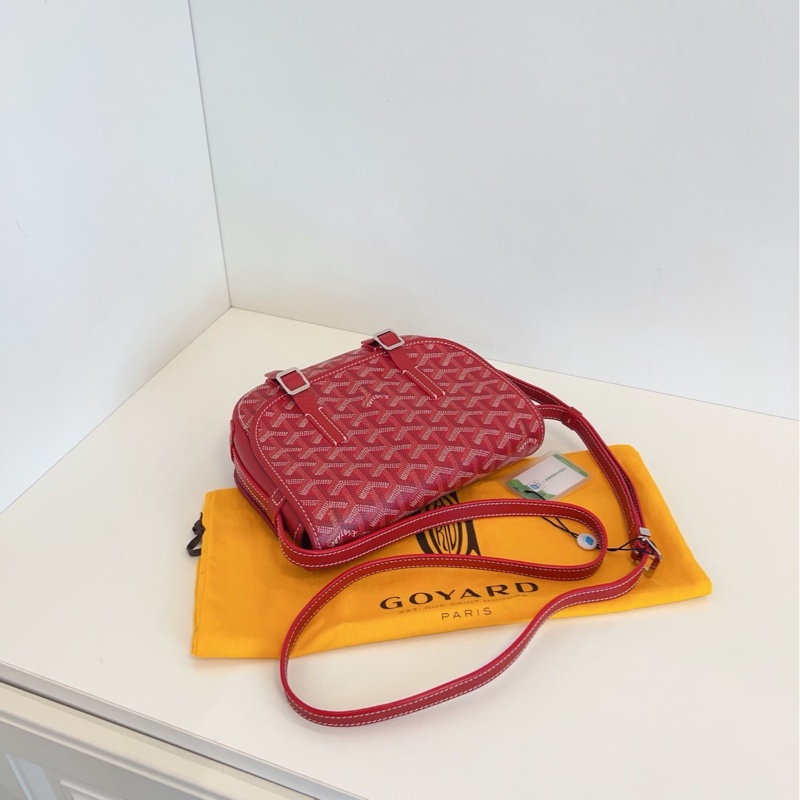 【98新🆕】Goyard紅色老花經典雙扣劍橋翻蓋郵差包 小號 斜挎包-3