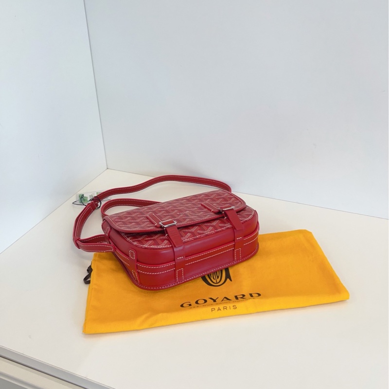 【98新🆕】Goyard紅色老花經典雙扣劍橋翻蓋郵差包 小號 斜挎包-4