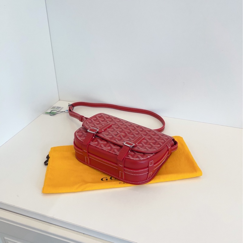 【98新🆕】Goyard紅色老花經典雙扣劍橋翻蓋郵差包 小號 斜挎包-5