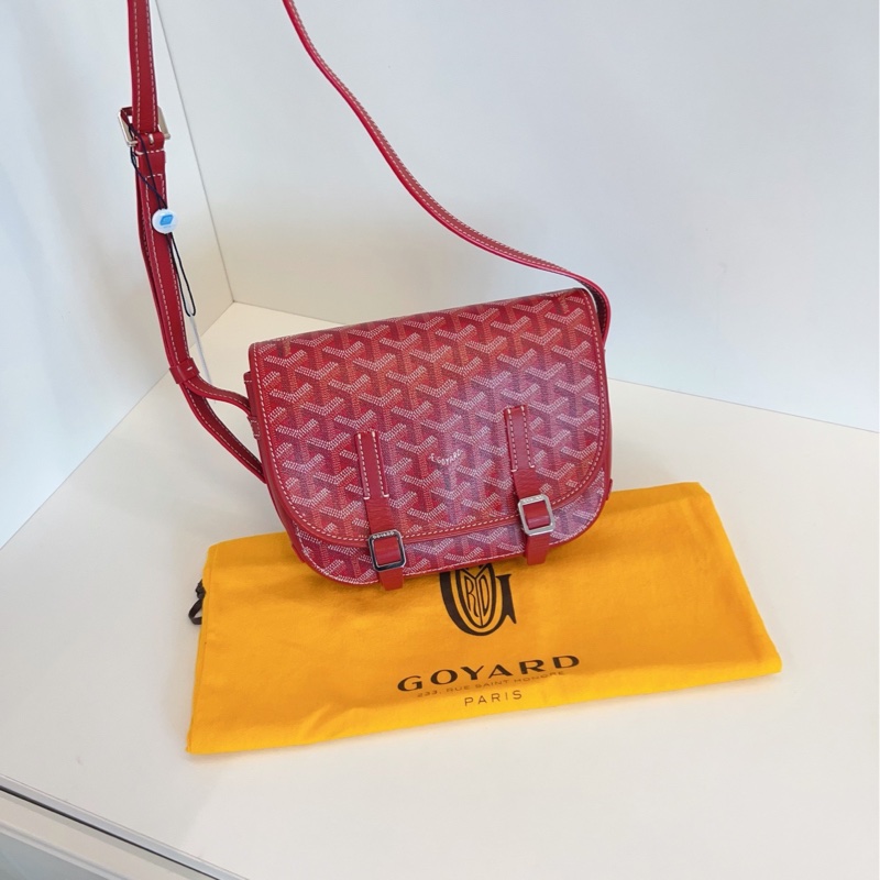 【98新🆕】Goyard紅色老花經典雙扣劍橋翻蓋郵差包 小號 斜挎包-6