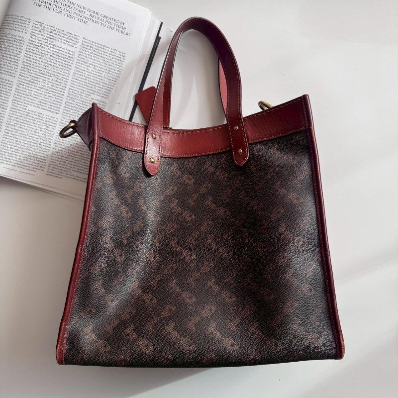 COACH 咖啡色金蘋果自由女神手提兩用包-1