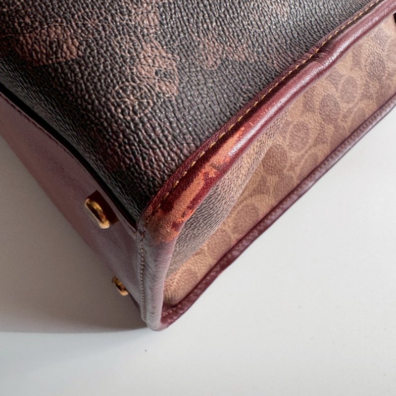 COACH 咖啡色金蘋果自由女神手提兩用包-3
