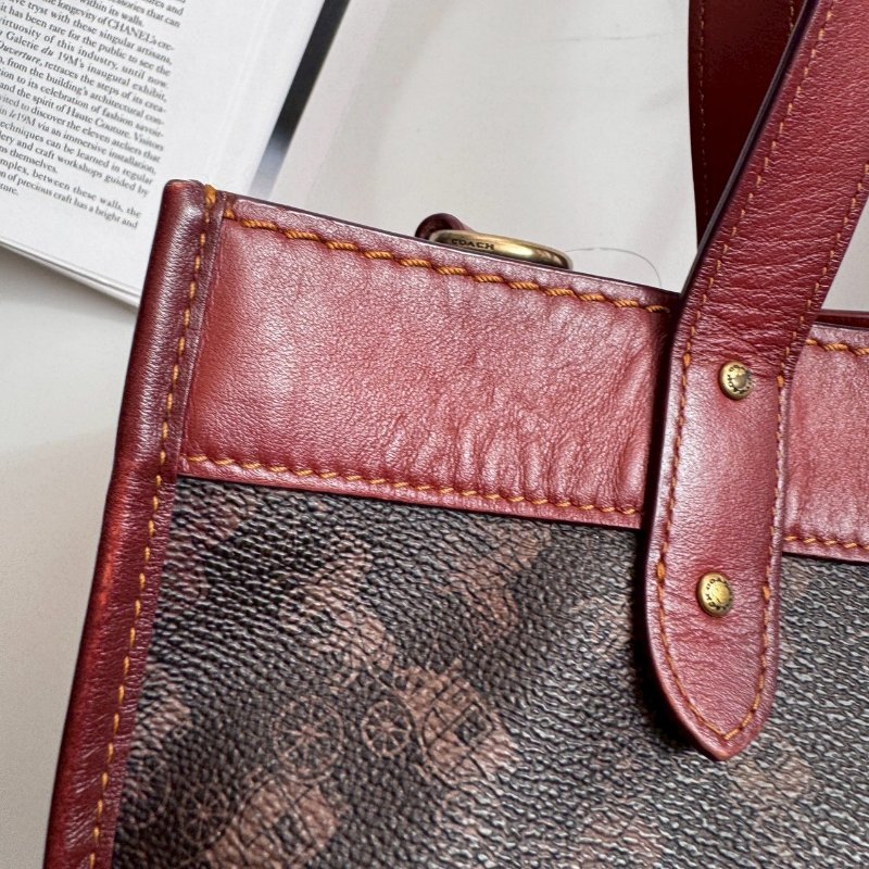 COACH 咖啡色金蘋果自由女神手提兩用包-10