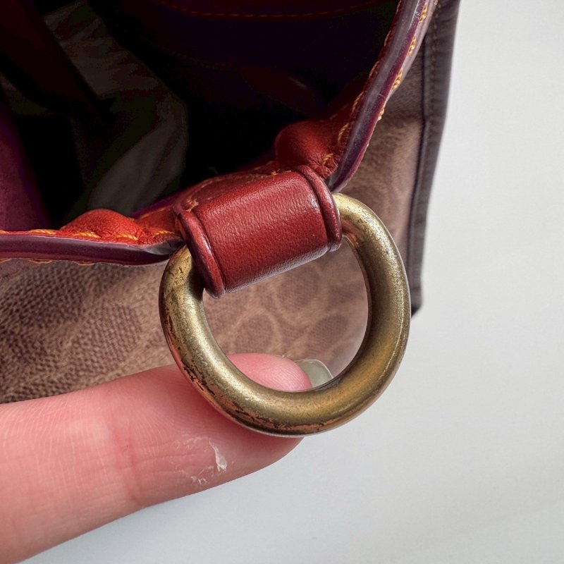 COACH 咖啡色金蘋果自由女神手提兩用包-11