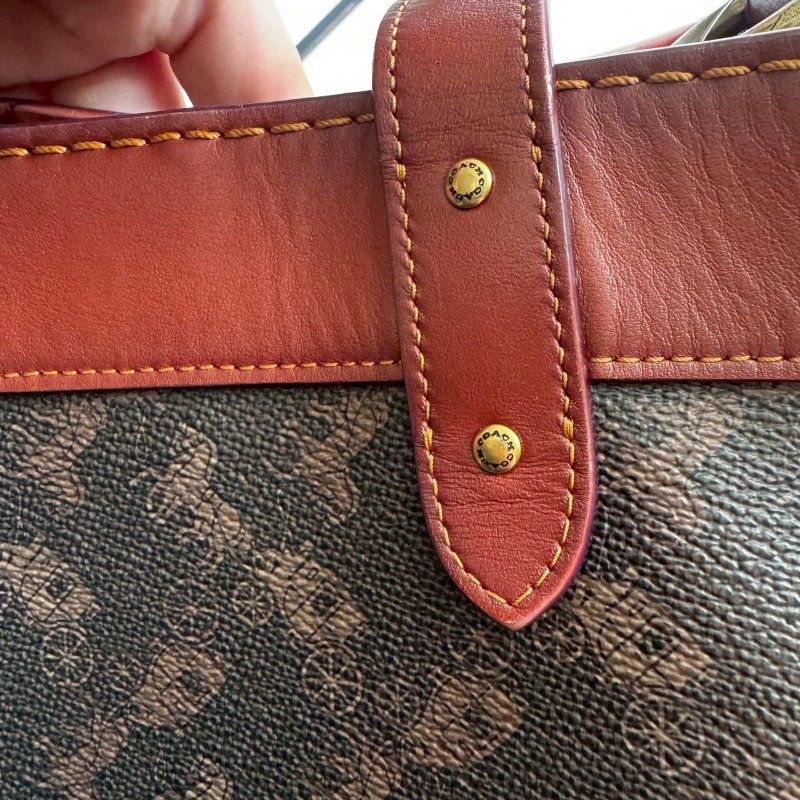 COACH 咖啡色金蘋果自由女神手提兩用包-13