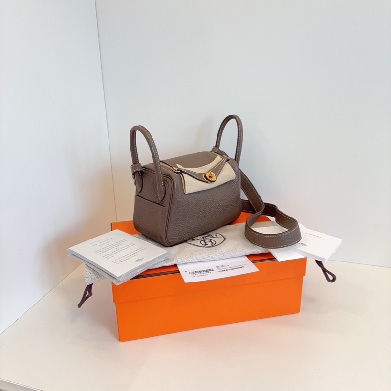 【98新全套🆕】Hermes mini Lindy大象灰金扣🐘Z刻 手提單肩斜挎包-1