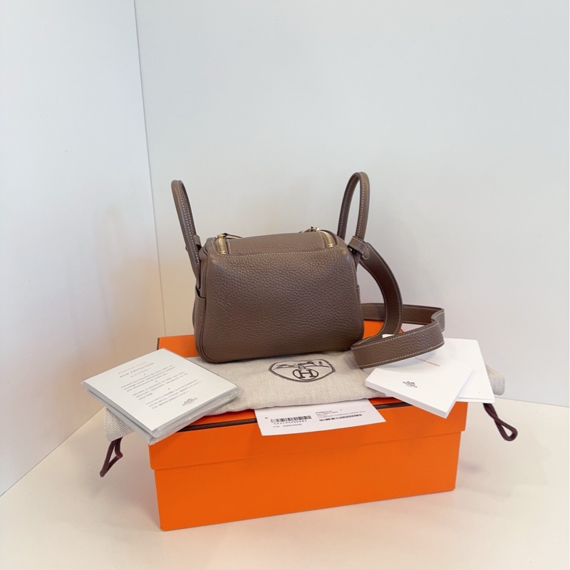 【98新全套🆕】Hermes mini Lindy大象灰金扣🐘Z刻 手提單肩斜挎包-2