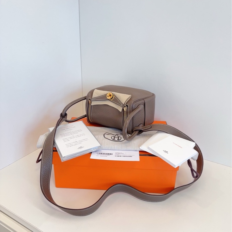【98新全套🆕】Hermes mini Lindy大象灰金扣🐘Z刻 手提單肩斜挎包-3