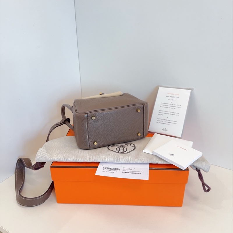 【98新全套🆕】Hermes mini Lindy大象灰金扣🐘Z刻 手提單肩斜挎包-4