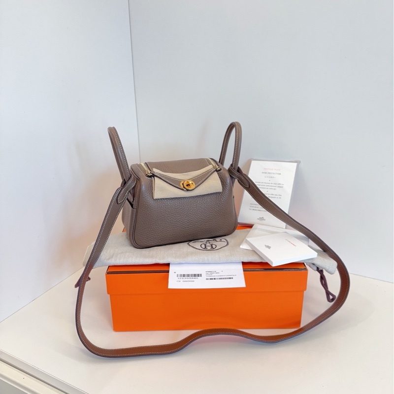 【98新全套🆕】Hermes mini Lindy大象灰金扣🐘Z刻 手提單肩斜挎包-5