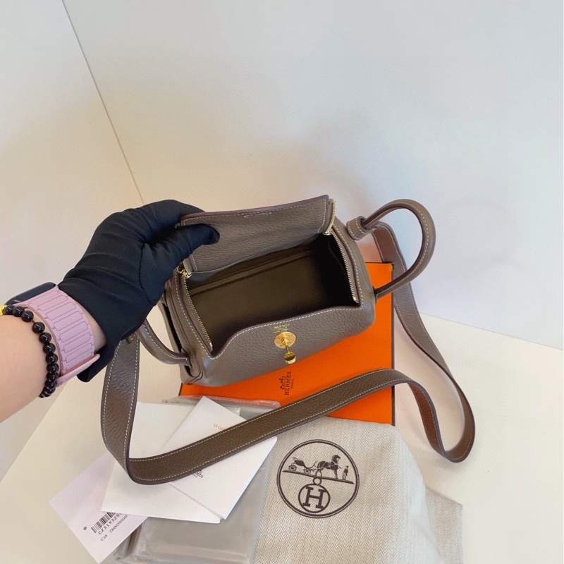 【98新全套🆕】Hermes mini Lindy大象灰金扣🐘Z刻 手提單肩斜挎包-6