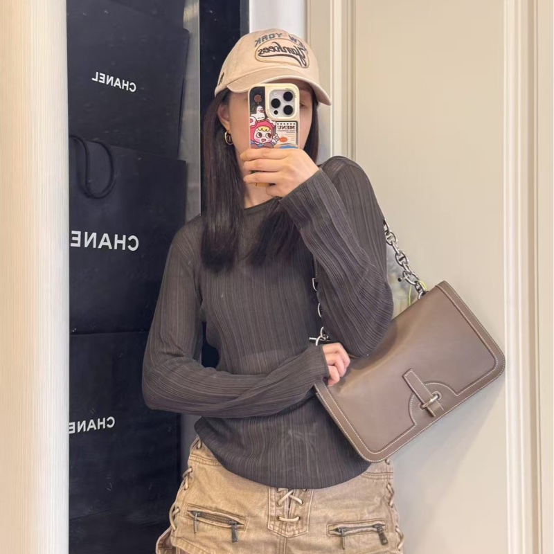 【保存品99新🆕】Hermes Sac Chaine D’Ancre稀有小眾✨豬鼻子鏈條腋下信封包 保值皮色大象灰銀扣 swift皮 單肩包-8