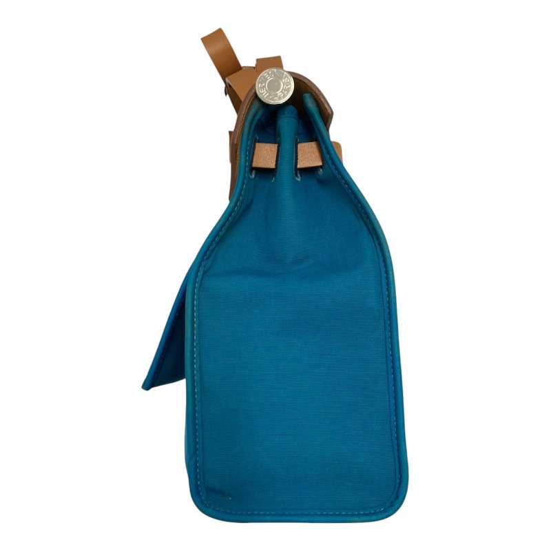 HERMES 愛馬仕 HERBAG31 外縫 ☐R刻 帆布 肩背包 藍綠色-3