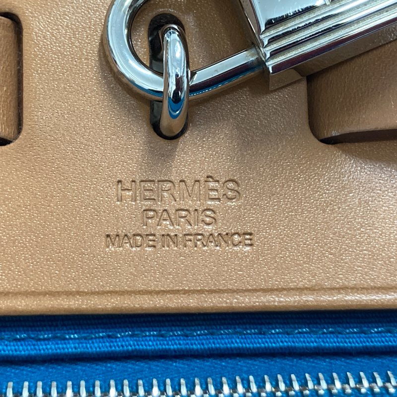 HERMES 愛馬仕 HERBAG31 外縫 ☐R刻 帆布 肩背包 藍綠色-12