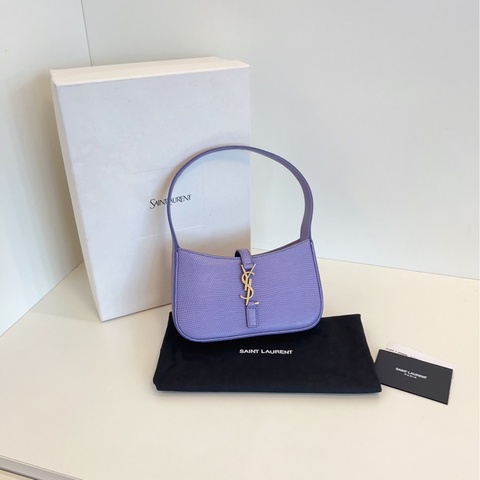 【閒置全套🆕】YSL Le5a7稀有蜥蜴皮金勾mini Hobo腋下包 絕美星黛露紫🦄