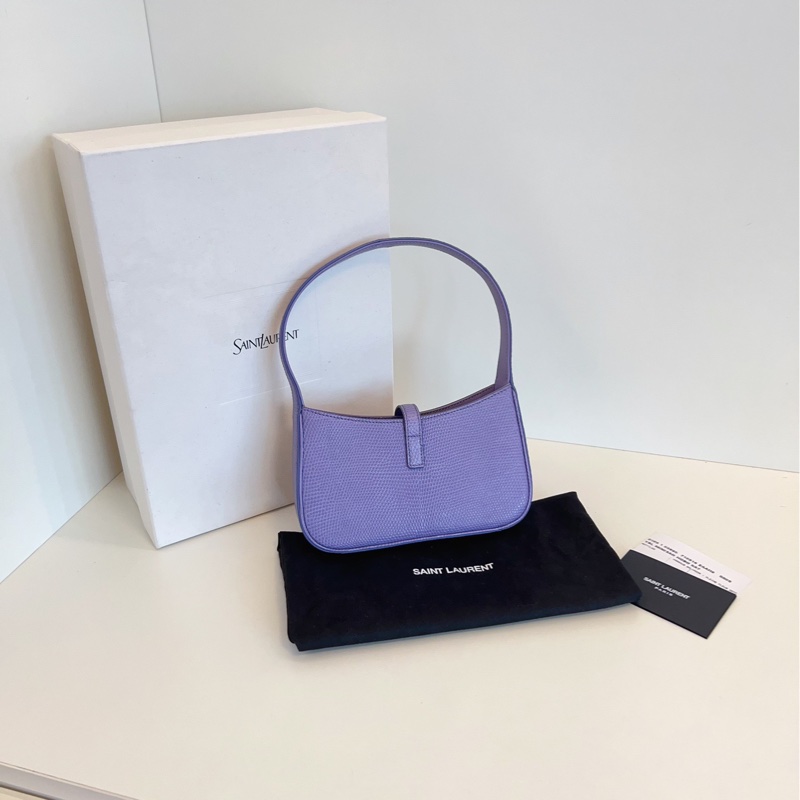 【閒置全套🆕】YSL Le5a7稀有蜥蜴皮金勾mini Hobo腋下包 絕美星黛露紫🦄-1