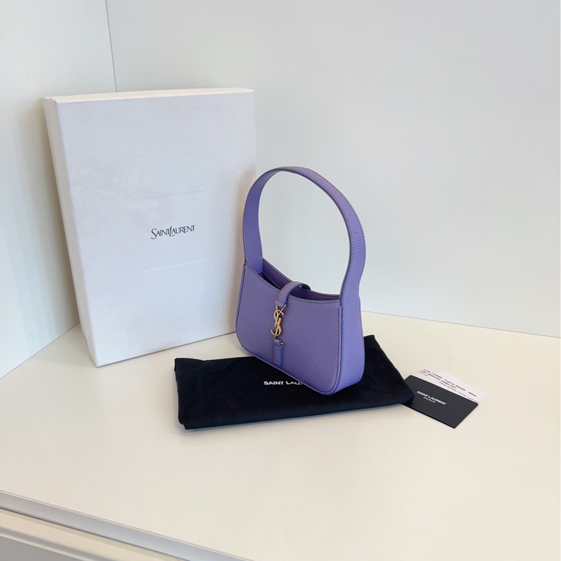 【閒置全套🆕】YSL Le5a7稀有蜥蜴皮金勾mini Hobo腋下包 絕美星黛露紫🦄-2