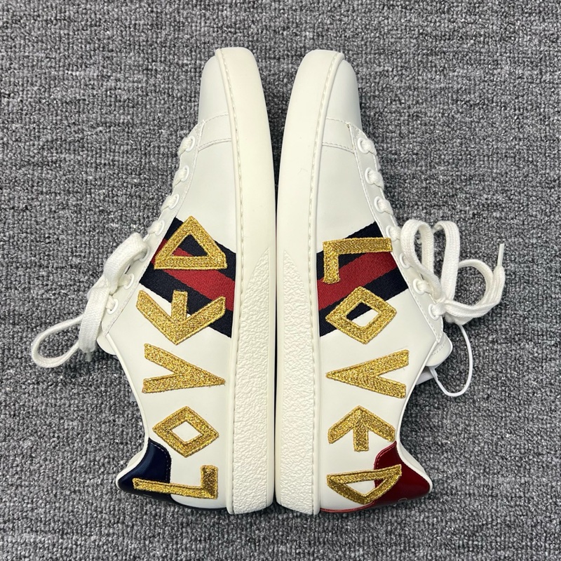 98新GUCCI古馳 ACE "LOVED" 刺繡 低幫小白鞋 36.5碼-2