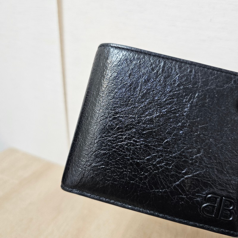 [甜價出🤩] Balenciaga 黑復刻皮BB Monaco短夾-9