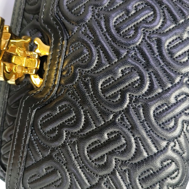 BURBERRYTB迷你黑色牛皮TB單肩包斜挎包金色五金可拆卸肩帶-10