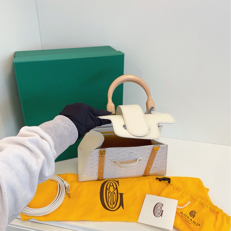 【98新🆕】Goyard Saigon PM 白色西貢包 硬版 手提斜挎包-5