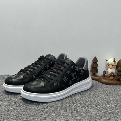 LV99新路易威登 Beverly Hills 滿印老花 低幫時尚板鞋 42.5碼男款 黑色/