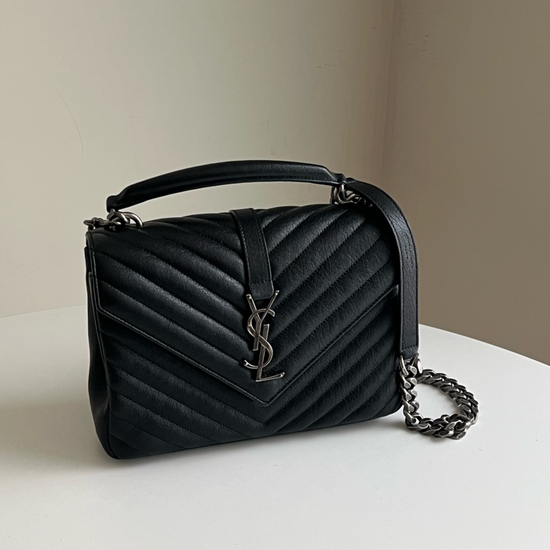 YSL Saint Laurent College 學院包/鏈條包（黑色/銀釦）-0