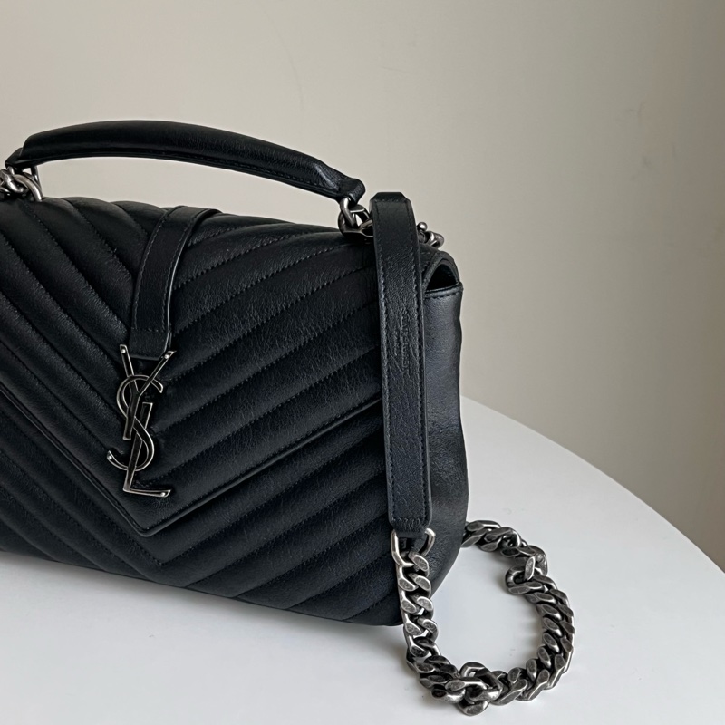 YSL Saint Laurent College 學院包/鏈條包（黑色/銀釦）-1