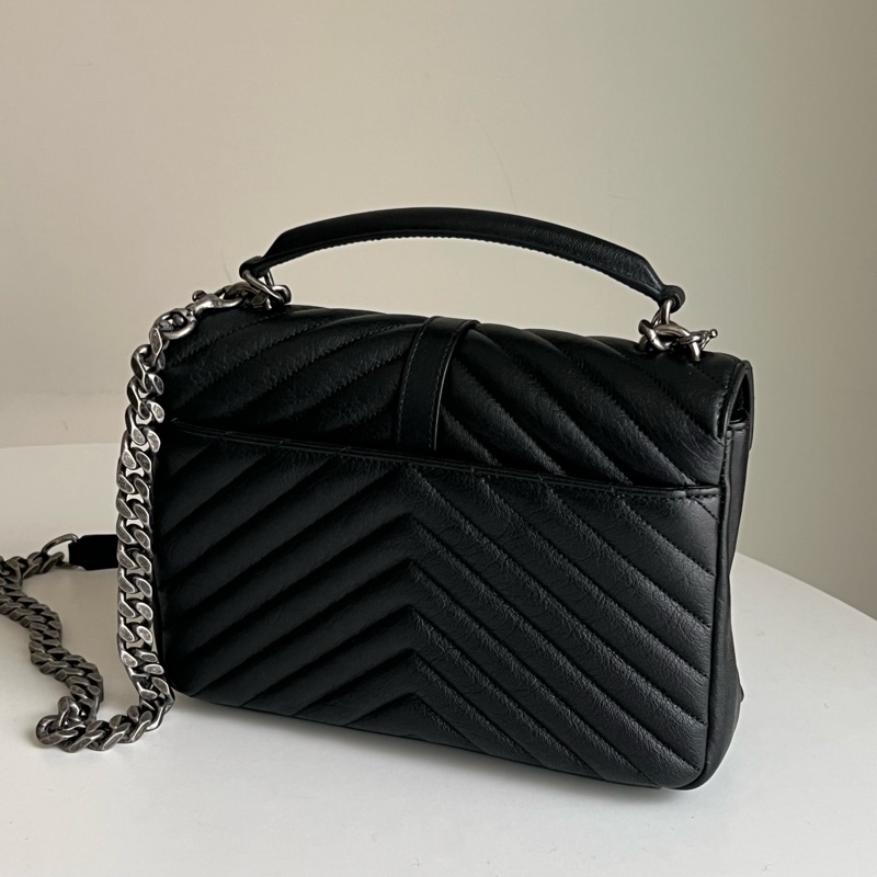 YSL Saint Laurent College 學院包/鏈條包（黑色/銀釦）-6