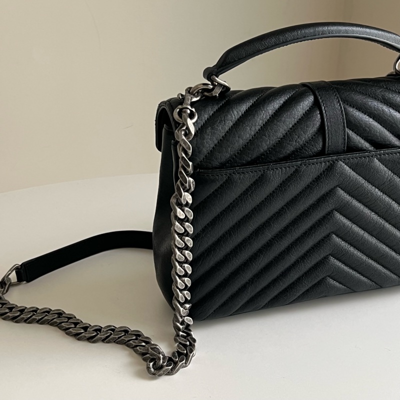 YSL Saint Laurent College 學院包/鏈條包（黑色/銀釦）-7