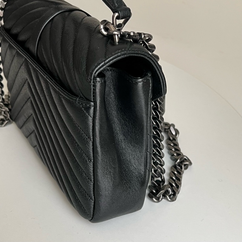YSL Saint Laurent College 學院包/鏈條包（黑色/銀釦）-8