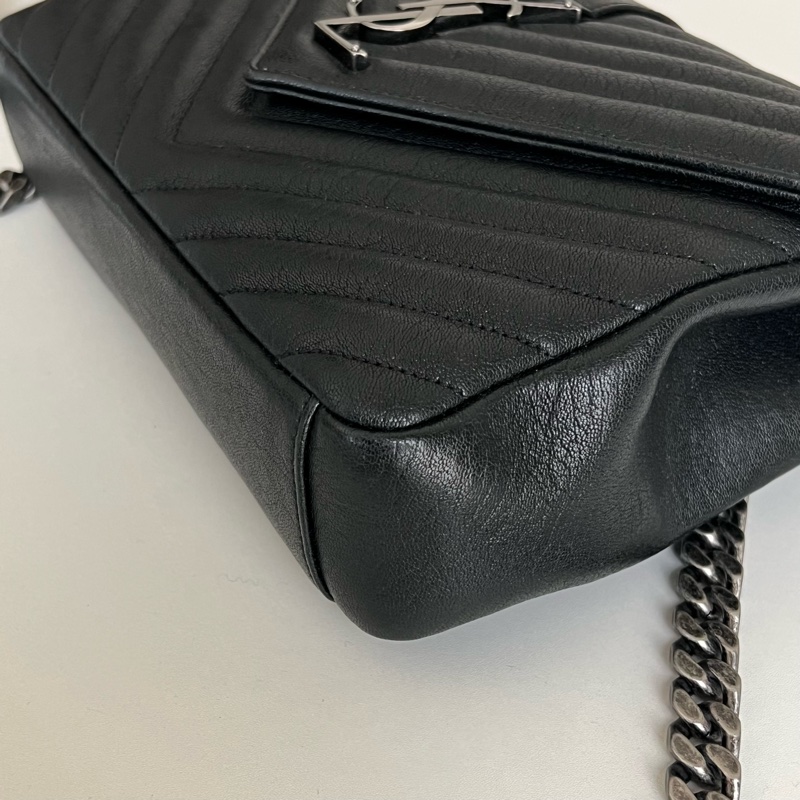 YSL Saint Laurent College 學院包/鏈條包（黑色/銀釦）-9