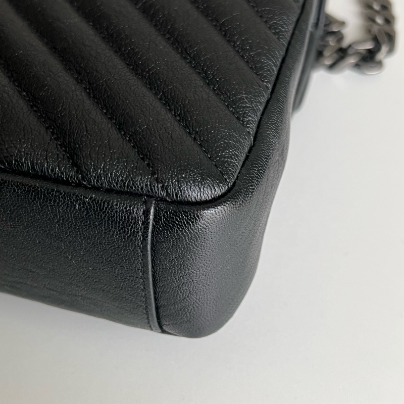 YSL Saint Laurent College 學院包/鏈條包（黑色/銀釦）-11