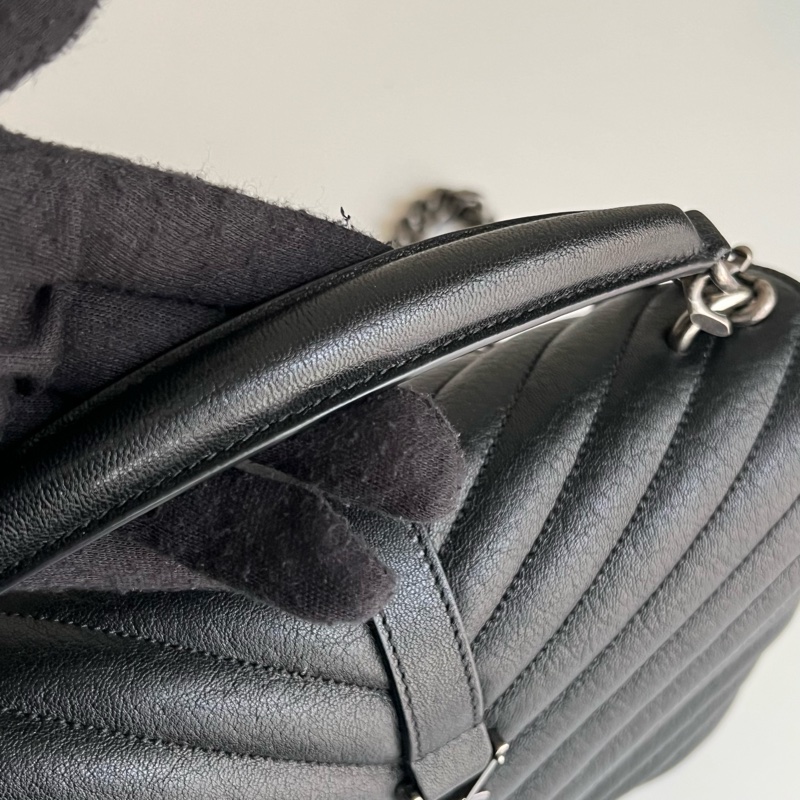 YSL Saint Laurent College 學院包/鏈條包（黑色/銀釦）-27