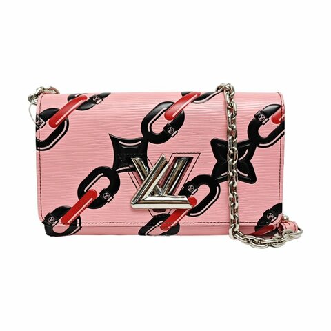 LOUIS VUITTON TWIST粉色EPI牛皮印花單肩包斜挎包銀色五金
