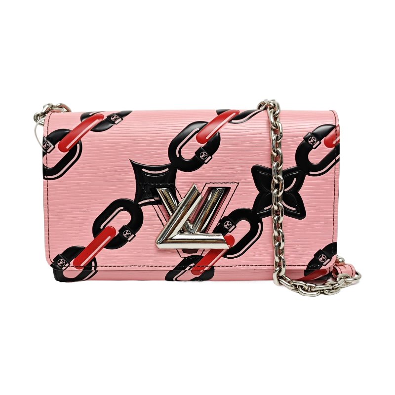LOUIS VUITTON TWIST粉色EPI牛皮印花單肩包斜挎包銀色五金-0