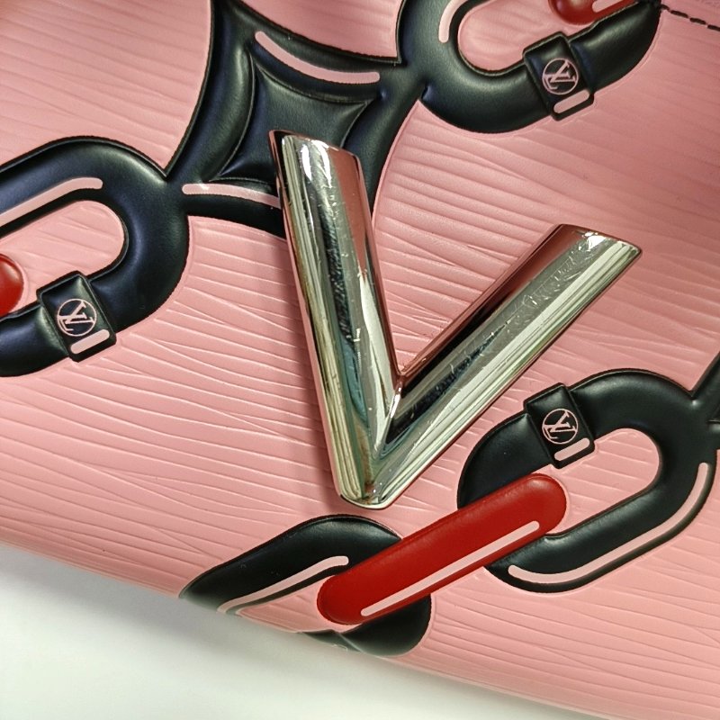 LOUIS VUITTON TWIST粉色EPI牛皮印花單肩包斜挎包銀色五金-9