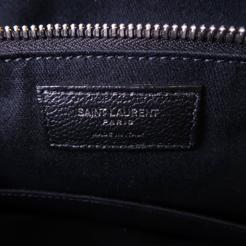 YVES SAINT LAURENT 牛皮皮革Shoulder Tote銀扣肩背袋/手挽袋-5