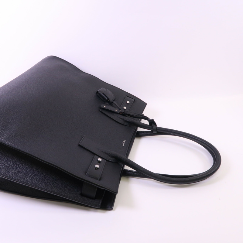 YVES SAINT LAURENT 牛皮皮革Shoulder Tote銀扣肩背袋/手挽袋-7