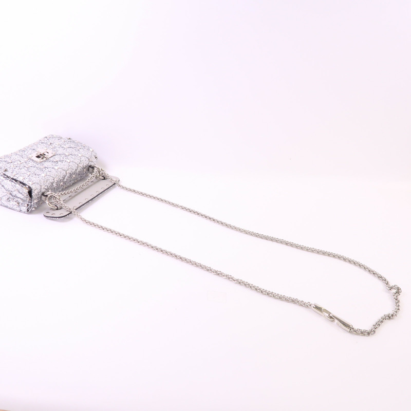 Valentino 皮革/亮片Mini Rockstud銀扣手挽肩背兩用袋-7