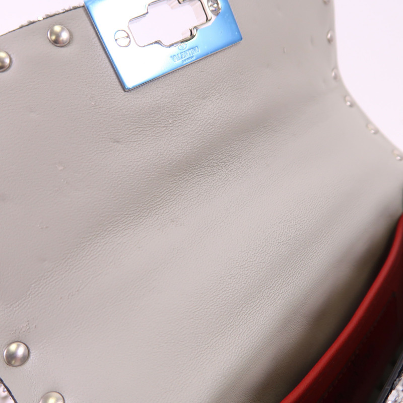 Valentino 皮革/亮片Mini Rockstud銀扣手挽肩背兩用袋-14