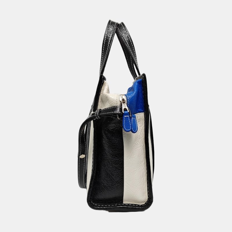 BALENCIAGA Bazar XS黑色羊皮單肩包斜挎包手提包銀色五金可拆卸肩帶-2